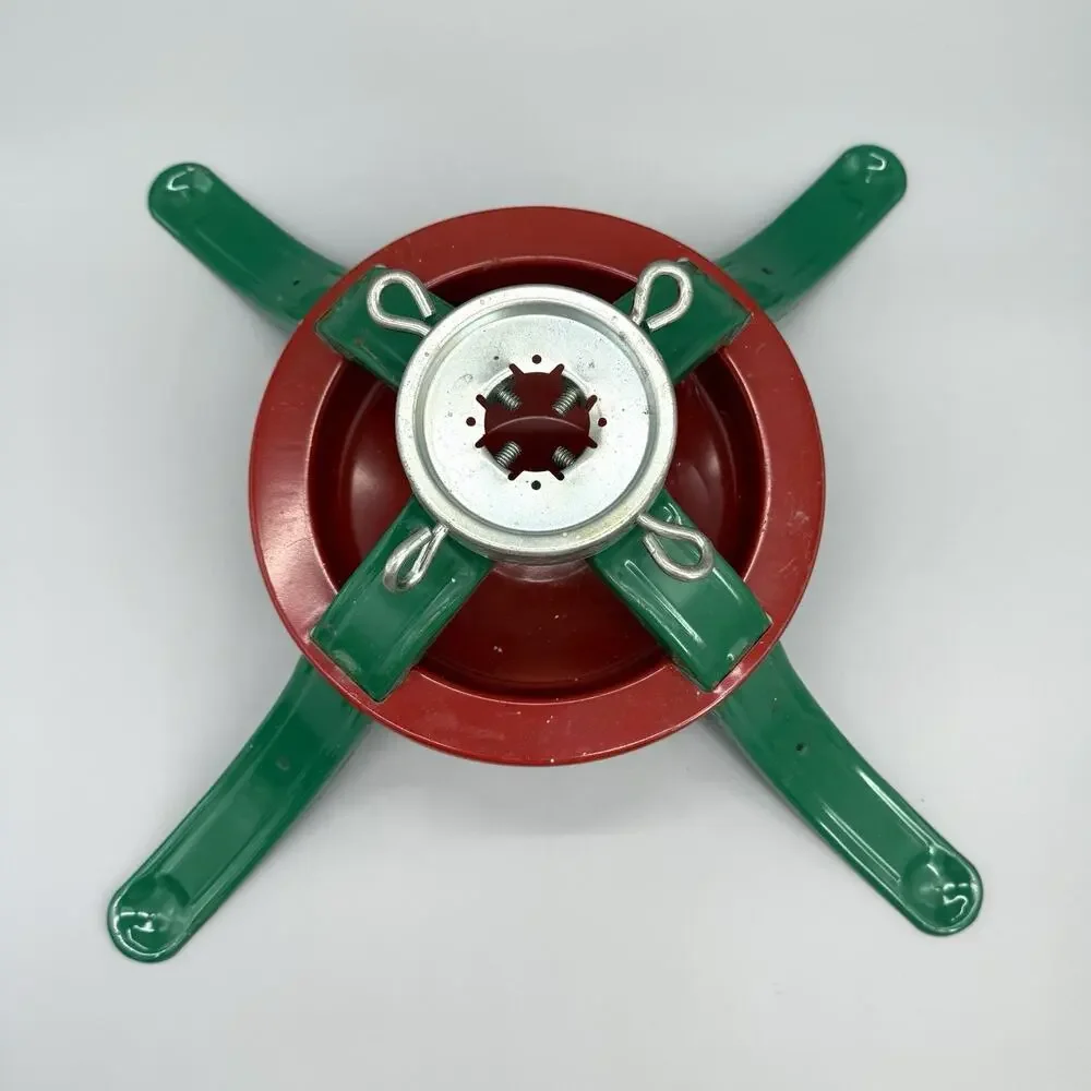 Vintage Red Green Metal Christmas Tree Stand 2
